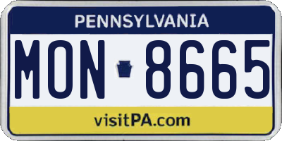 PA license plate MON8665