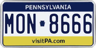 PA license plate MON8666