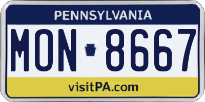 PA license plate MON8667