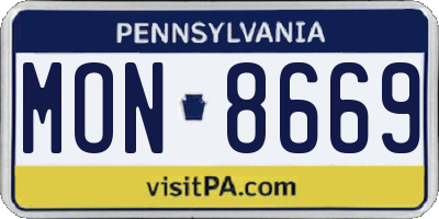PA license plate MON8669