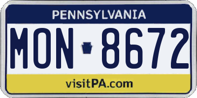 PA license plate MON8672