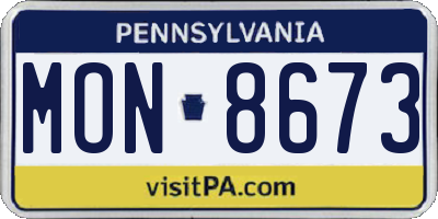 PA license plate MON8673