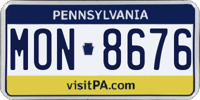 PA license plate MON8676