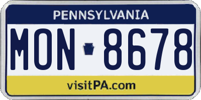 PA license plate MON8678