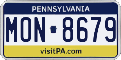 PA license plate MON8679