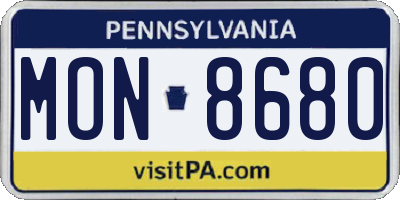 PA license plate MON8680
