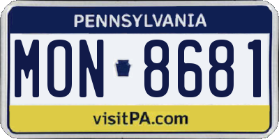 PA license plate MON8681