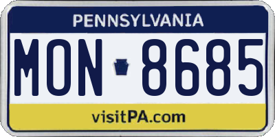 PA license plate MON8685