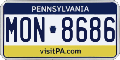 PA license plate MON8686