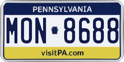 PA license plate MON8688