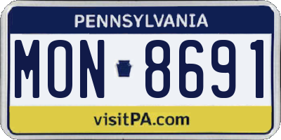 PA license plate MON8691