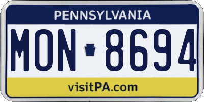 PA license plate MON8694