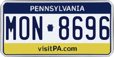 PA license plate MON8696