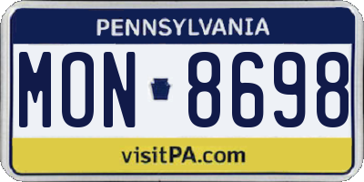 PA license plate MON8698
