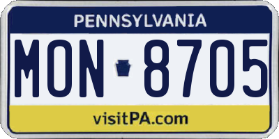 PA license plate MON8705