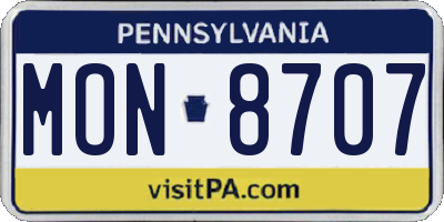 PA license plate MON8707