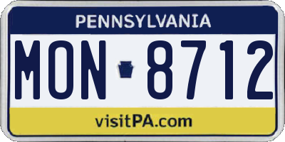 PA license plate MON8712