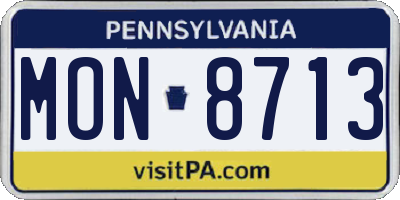 PA license plate MON8713