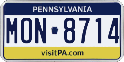 PA license plate MON8714