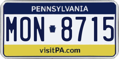 PA license plate MON8715