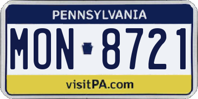 PA license plate MON8721