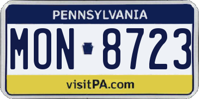 PA license plate MON8723