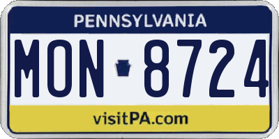 PA license plate MON8724