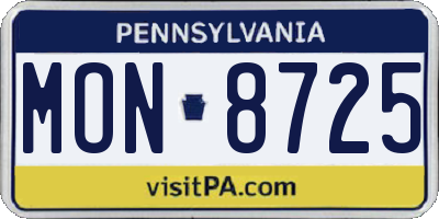 PA license plate MON8725