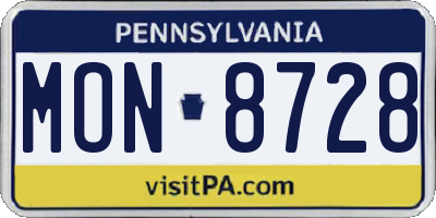 PA license plate MON8728