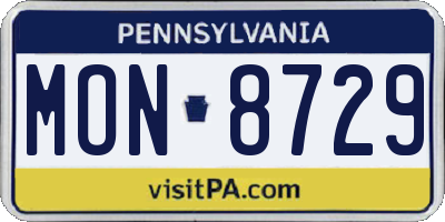 PA license plate MON8729