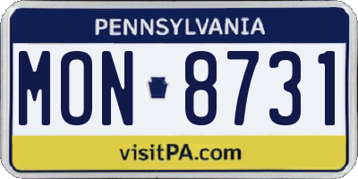 PA license plate MON8731