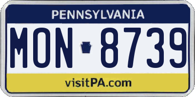 PA license plate MON8739