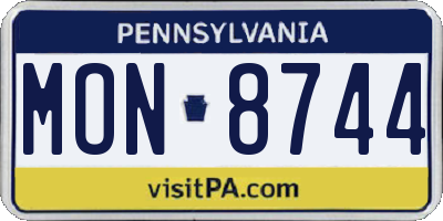 PA license plate MON8744