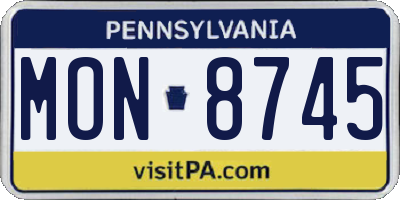 PA license plate MON8745