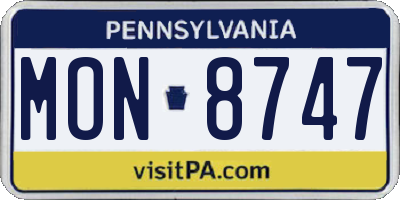 PA license plate MON8747