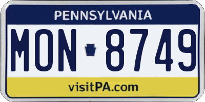 PA license plate MON8749