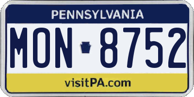 PA license plate MON8752
