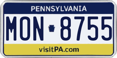 PA license plate MON8755