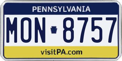 PA license plate MON8757