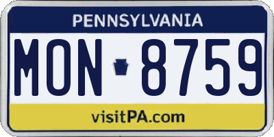 PA license plate MON8759