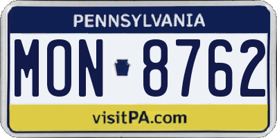 PA license plate MON8762