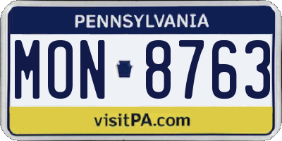 PA license plate MON8763