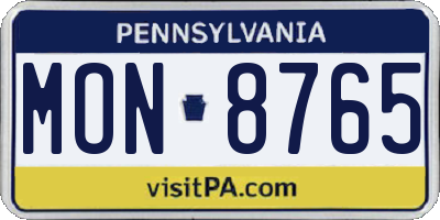 PA license plate MON8765