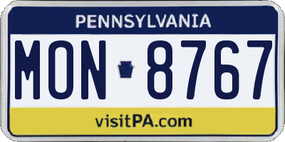 PA license plate MON8767
