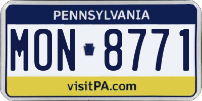 PA license plate MON8771