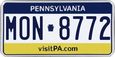 PA license plate MON8772