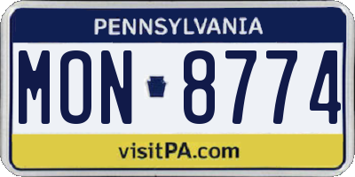 PA license plate MON8774