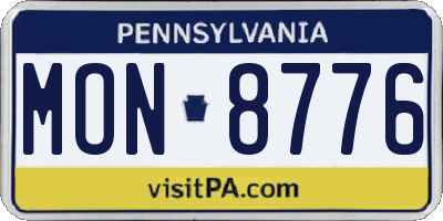 PA license plate MON8776
