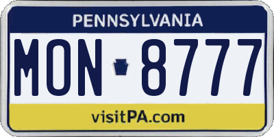 PA license plate MON8777