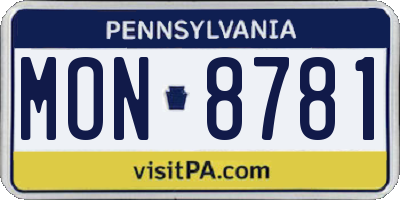 PA license plate MON8781